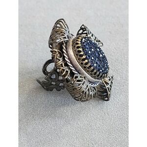 Vintage OLLIPOP USA 'Sweet‎ Romance' Black Stone Ring Victorian FREE $HIPPING!